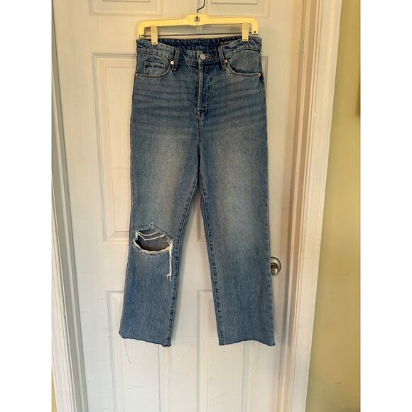 Blank NYC Baxter Ribcage Straight Leg Distressed Jeans Ripped Baggy Raw Hem Butt - Picture 5 of 16